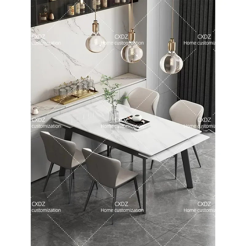 Nordic Modern Folding Slate Dining Table Retractable Small Space Living Room Furniture Simple Household Extendable Dinner