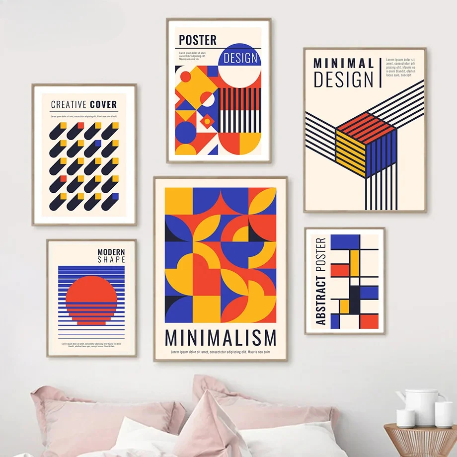 

Bauhaus Exhibition Unique Geometric Posters Minimalist Canvas Painting Abstract Wall Art Prints Living Room Murals Home Decor