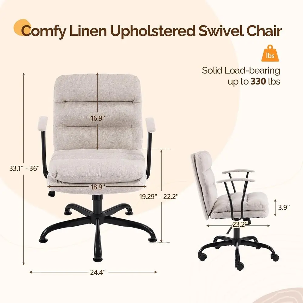 Comortable Oice Desk Chairs with/No Wheels,Dual-Base,Removable Armrests,Adjustable Comy Swivel Computer Task Nail Tech Chair or