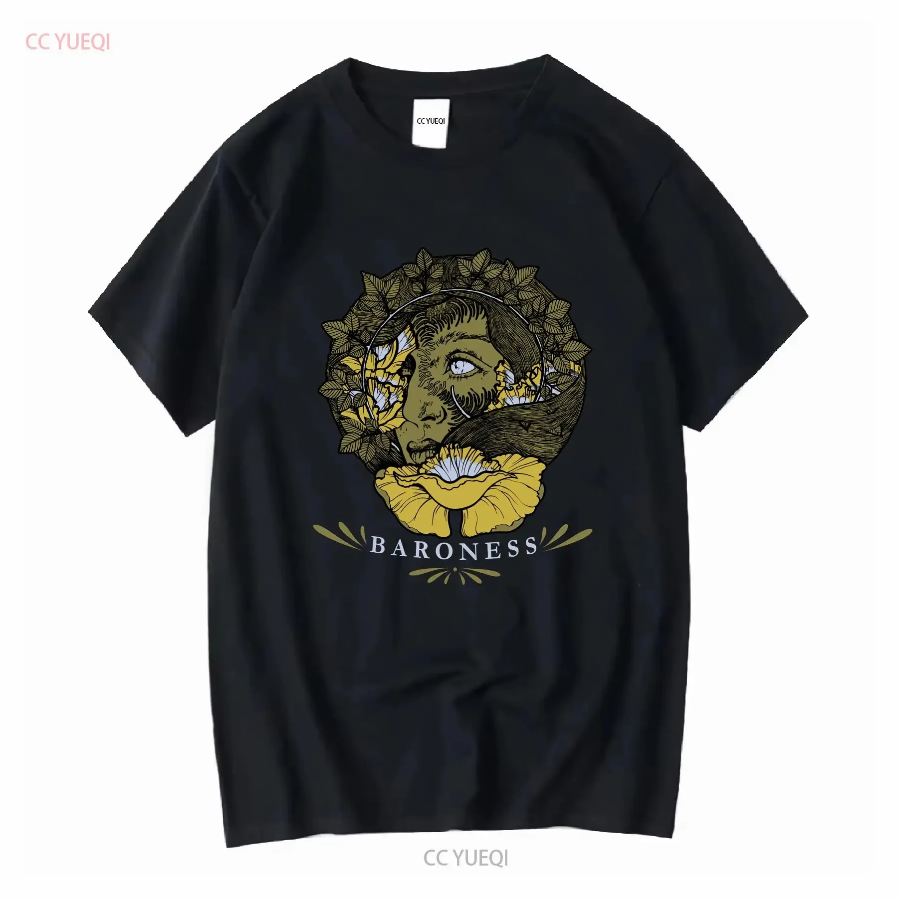 BARONESS Flower Face T SHIRT Womens SMALL Youth Large Metal Band Punk CD LP EP vintage Washed fashion Versatile graphic