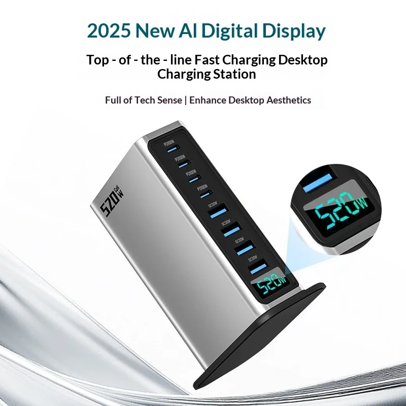 

520W GaN Multi Port Phone Charger Multi Protocol Fast Charger Adapter For iPhone 14 15 16 17 Samsung Huawei Laptop Tablet