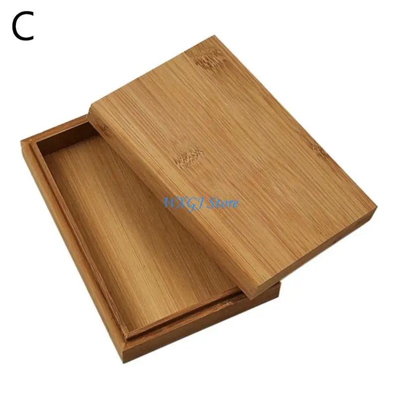 37JE Desktop Playing Card Box for Case Bamboo Cards Storage Box for Tarot Playing Games Table Board Deck Game