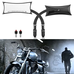 2Pcs 8/10MM Black Chrome Motorcycle Rearview Mirror Aluminum Alloy Spear Blade Side Mirrors For Harley Cruiser Street Sport Bike