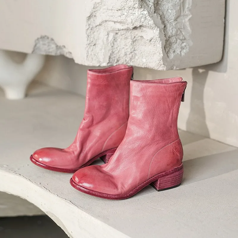 

Итальянские плиссированные сапоги до середины икры из натуральной кожи, женская обувь, модные женские сапоги ручной работы с высоким берцем и молнией сзади