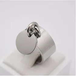 Women Fashion Jewelry Blank Tag Party Ring Silver Color Women Round Pendant Finger Ring Size 7 8 9 10 6 11