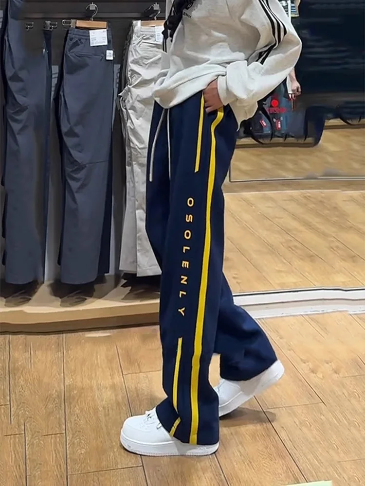 

Молодежные повседневные свободные мужские спортивные брюки в американском ретро-стиле, прямые широкие штаны для подростков, осенний сезон