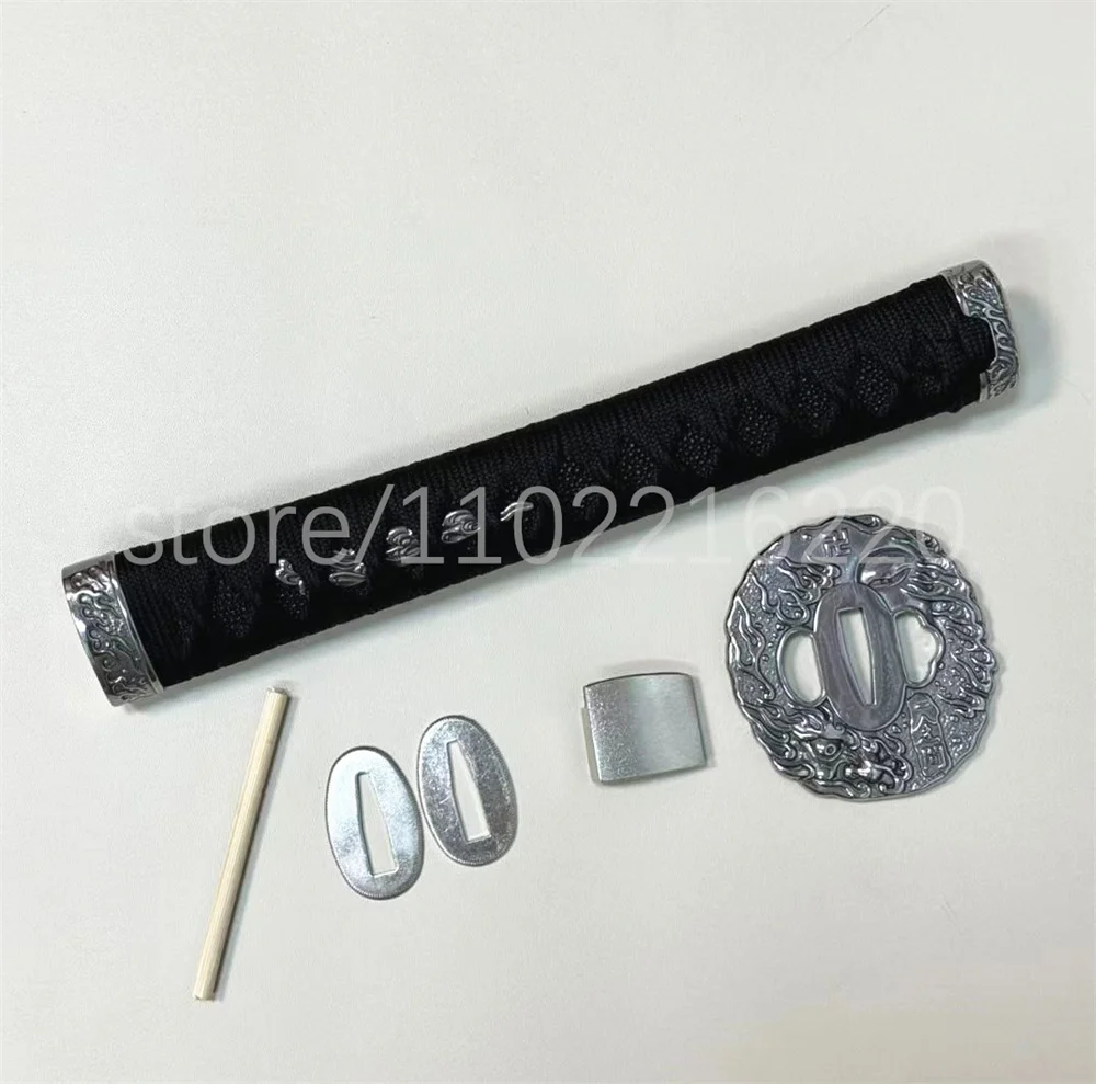 Unique 26cm Tsuka Handle Stainless Steel Tsuba Fuchi Kashira Habaki Menuki Seppa For Japanese Sword Katana Tanto Fittings