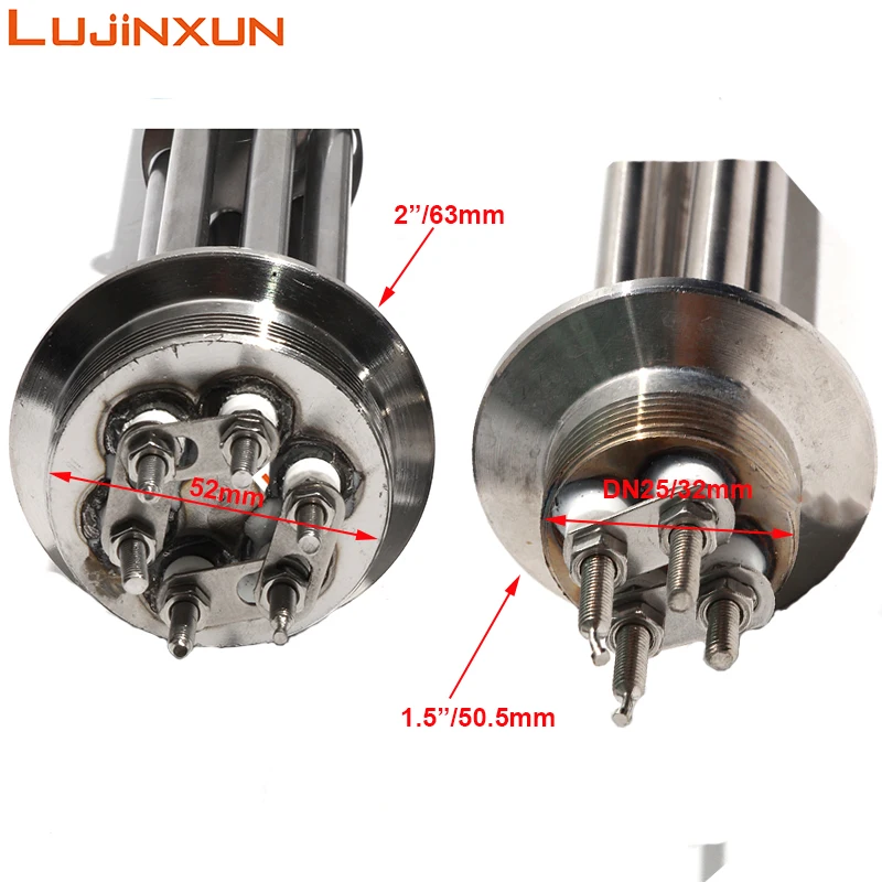 LUJINXUN ثلاثي المشبك عنصر التدفئة G2 "/1.5" عشرة سخان كهربائي أنبوبي للمياه الغمر للتخمير 1.5KW-12KW SUS304 220 فولت 1 قطعة