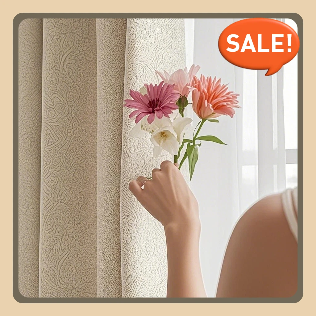 

Customized Size Cream Style French Light Luxury Modern Chenille Curtains High-end Living Room Bedroom Door Screen Shutter