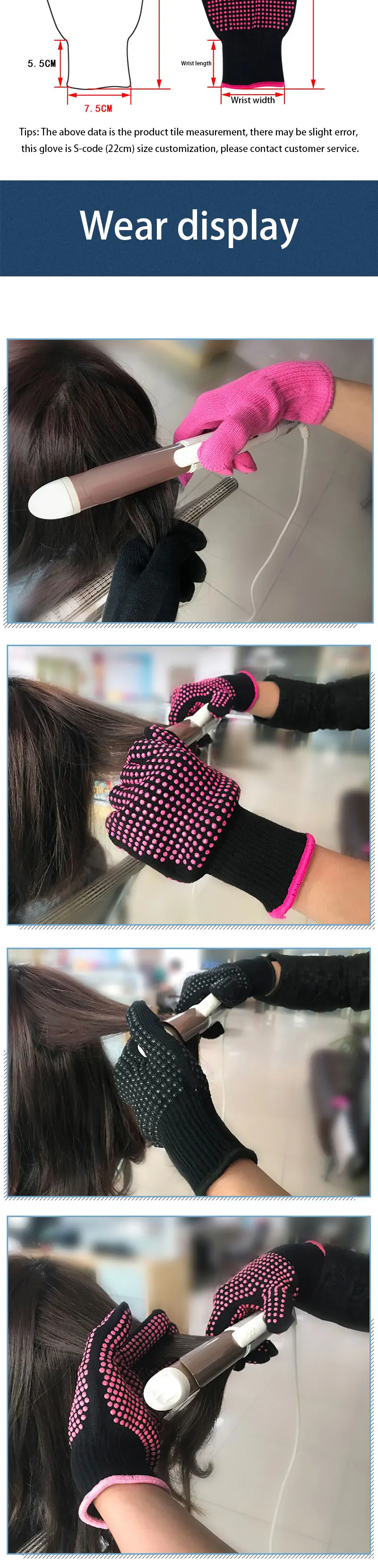 Rutsch feste Handschuhe für den Friseur Doppel perlen Dauerwelle Lockens tab Haar glätter Hoch temperatur isolierte Grill handschuhe – Detail 4