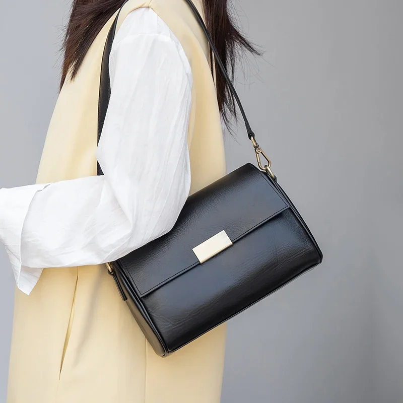 Cow Leather Women's Shoulder Bag Crossbody Bag Retro Versatile Ladies Underarm Fashion Luxury Brand Bag Wholesale Handbag
