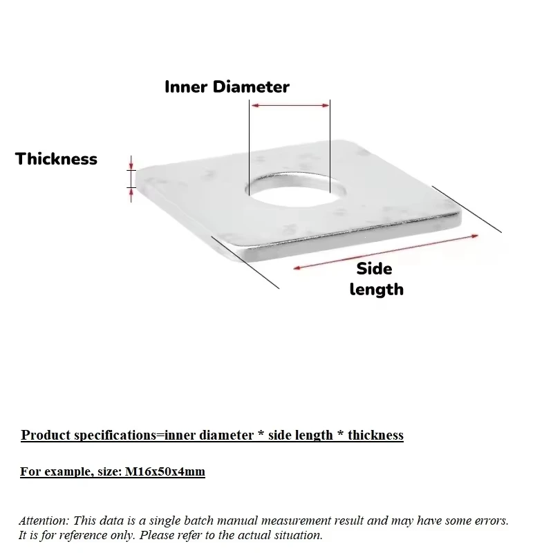 Enlarged and Thickened Square Gasket Carbon Steel Cold-Galvanised Square Gasket Flat Washer M16 M18 M20 M22 M24 M27 M30 M36