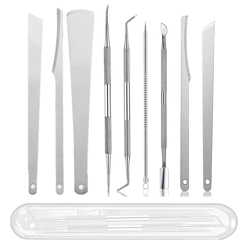 ステンレス鋼の爪を持ち上げるための爪を持ち上げるためのツール,爪を持ち上げるためのツール,両頭,爪囲炎,ペディキュアツール,足の汚れを掃除する,新しい,3個,6個,7個