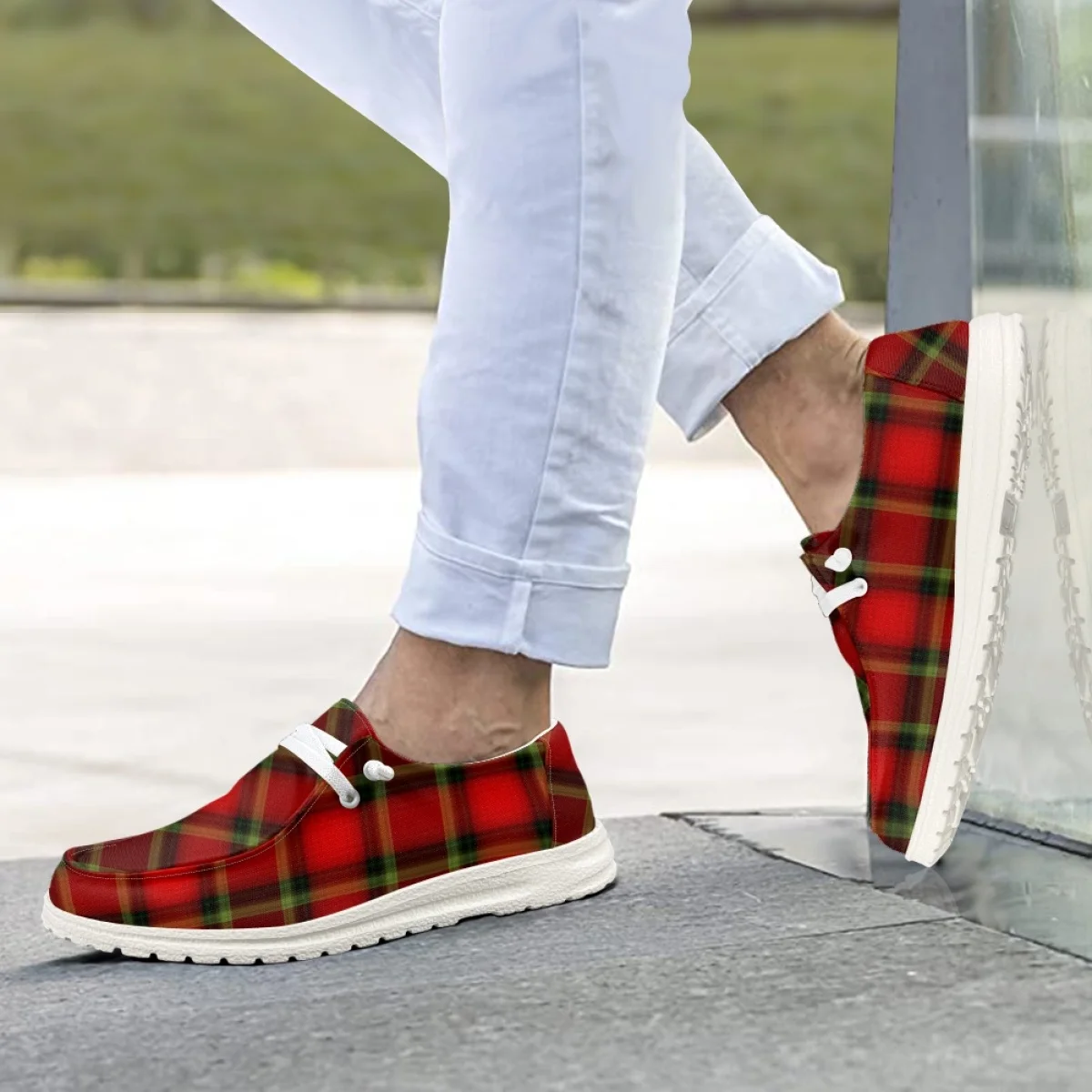 

INSTANTARTS Plaid Literary Simple Fashion Design Boys Lightweight Fole Shoes Flats Slip On Male Sneaker Driving Shoes mocasines