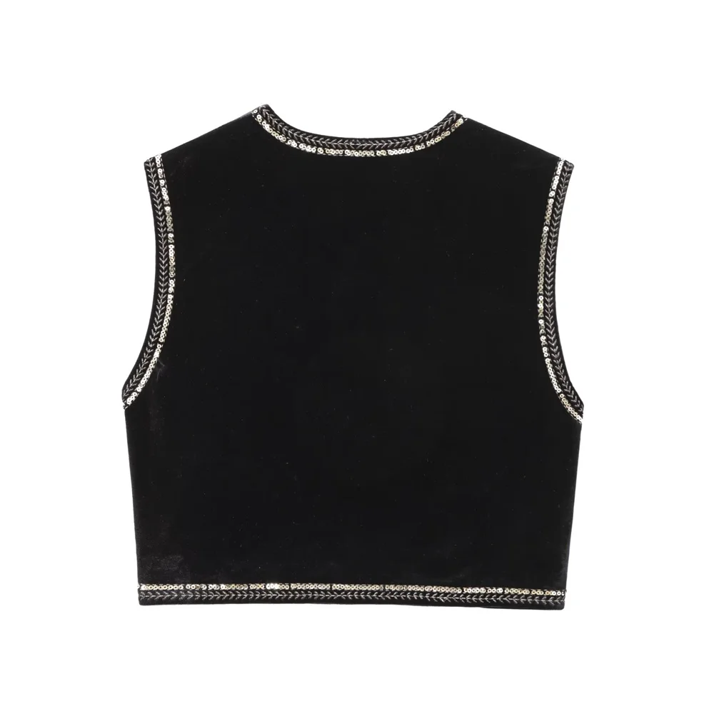 سترة نسائية بسيطة مزخرفة بالخرز على شكل حرف V سترة صوفية للخريف والشتاء منتج جديد سترة مطرزة #2