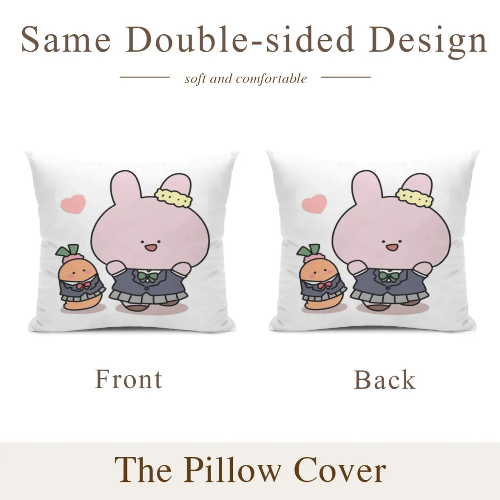 Asamimichaan Cute Asamimi Pillow Case SoftCushion Cover For Home Decor Easy To Clean