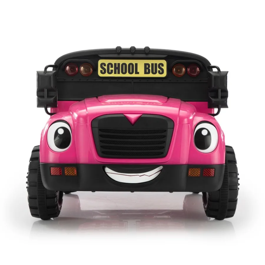 Autobús escolar de 12 V con luces LED de control remoto de 1 asiento y pantalla de alimentación Rosy