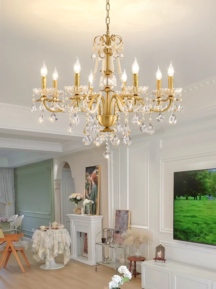 

Modern suspended Gold Dining Room chandelier lighting Led pipe Lamp Luxury Lustre Lights stair crystal chandeliers luminaire