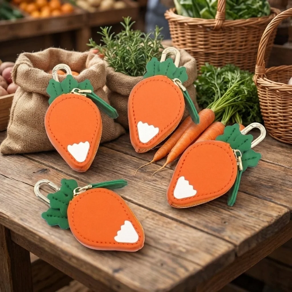 

Fashion High Quality PU Leather Round Coin Purse Cute Fruit Shape Key Chain Mini Size Earphone Bag Mini Storage Bag Bag Charm