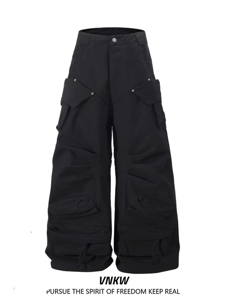 

Bla Casual Straight Leg Wide Leg Pants Men Women Vintage High Street Multi ket Work Trousers Autumn Winter Loose Fit Lon...