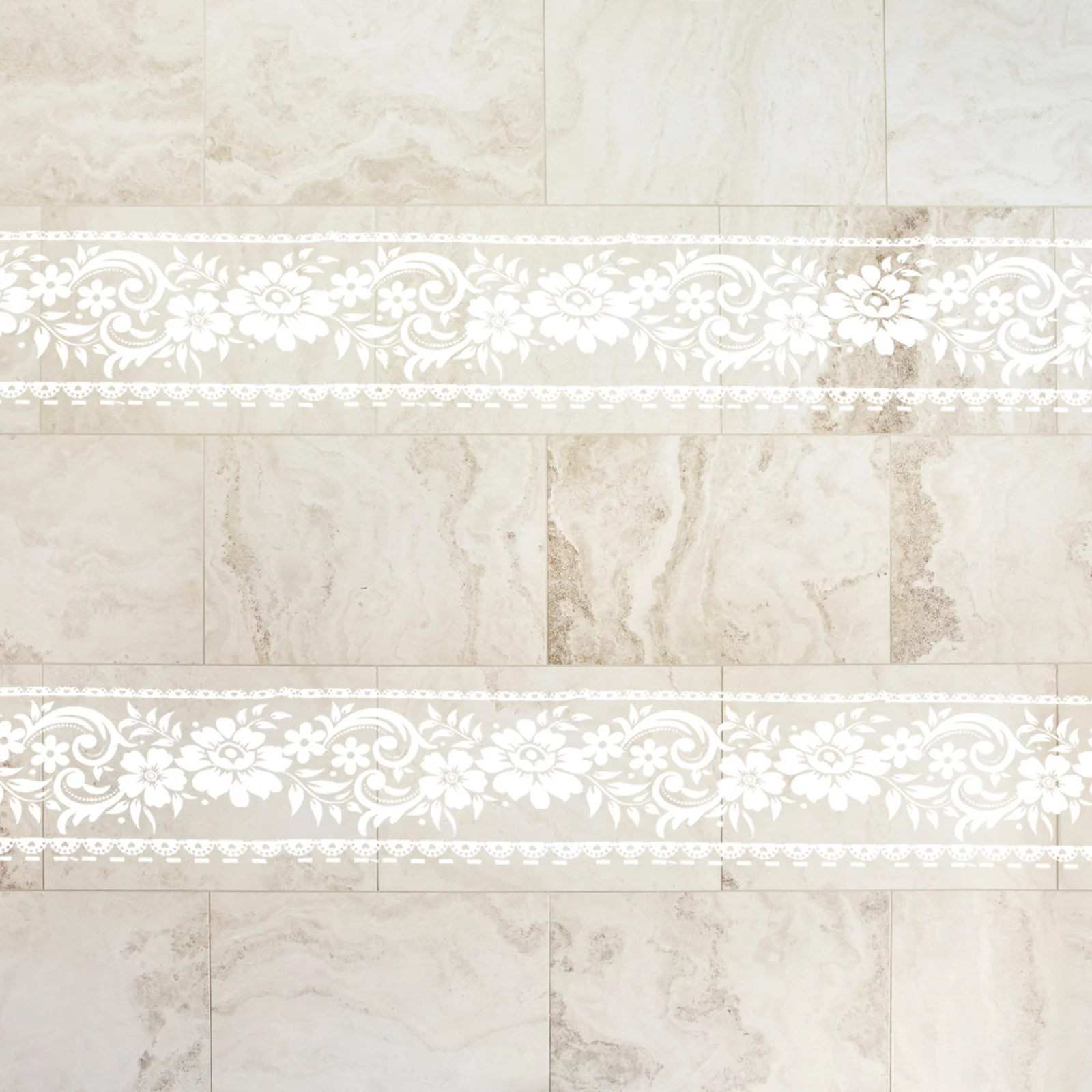 

2 Rolls Floral Lace Wall Decal Premium PVC Removable Decorative Sticker for Smooth Surfaces No Residue Easy DIY Home Wall Glass