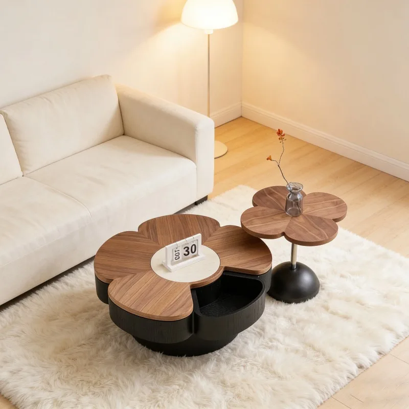 

Creative flower coffee tables rotating antique special-shaped art coffee table home simple mesa de centro living room furniture