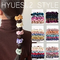 Scrunchies elásticos de satén suave para mujeres y niñas, soportes simples para coletas, lazos para el cabello de seda de imitación, 5/6 piezas