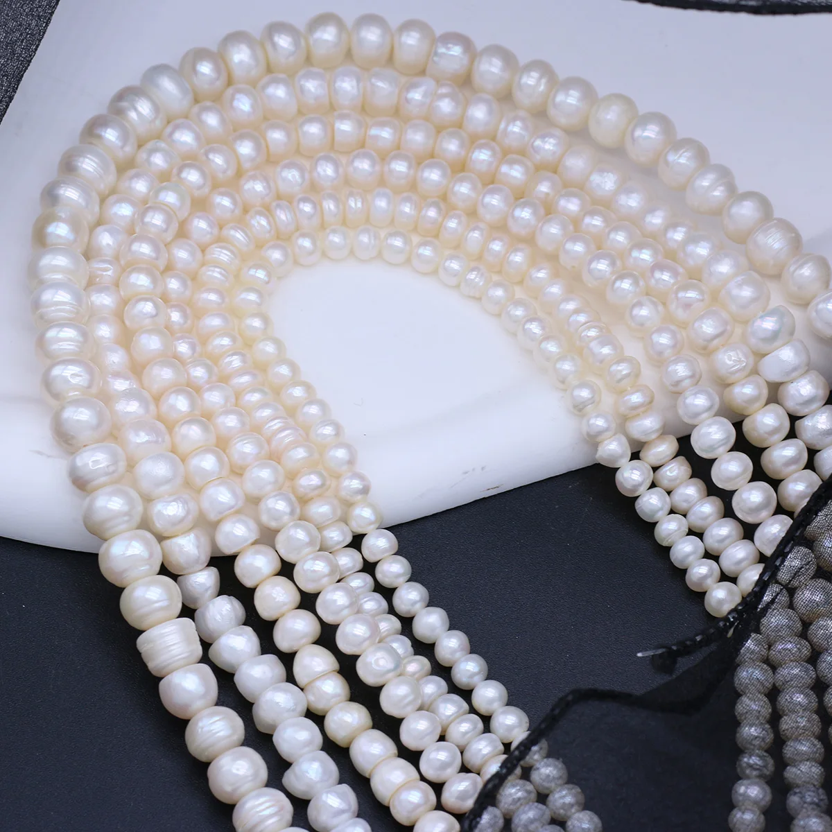 

100%Natural Freshwater Pearl Bead White Flat shape Spacer Punch Loose Beads For Jewelry Making DIY Necklace Bracelet Accessories