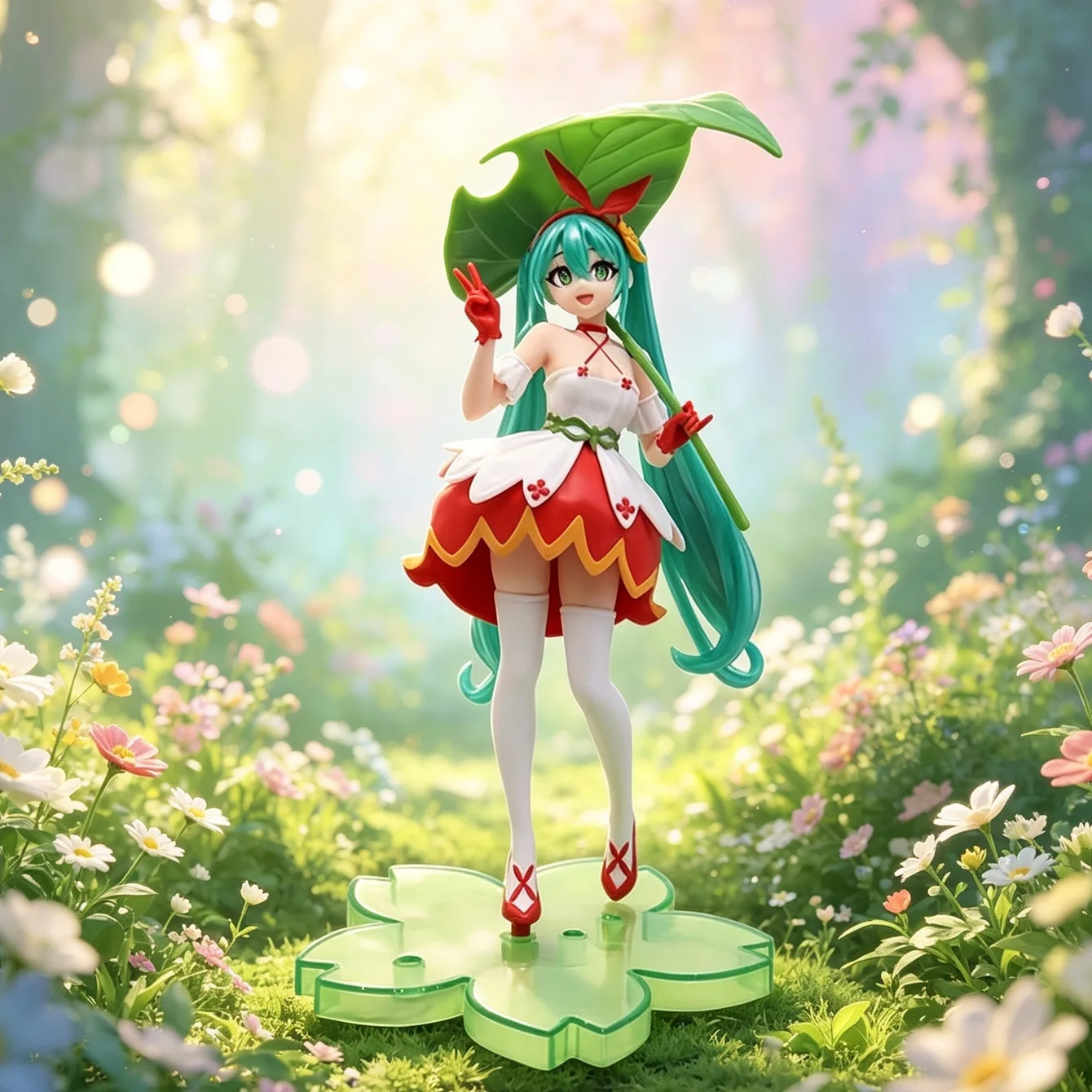 Hatsune Miku Collectible Figure Thumbelina Fairy Tale Edition Leaf Shaped Hat Anime Merchandise for Collection & Decoration