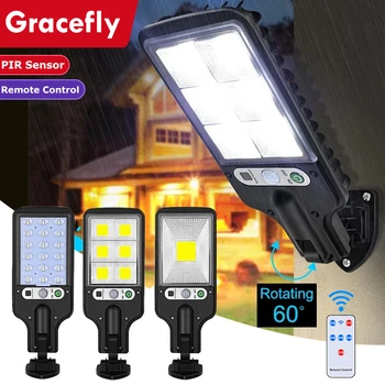 モーションセンサー付き防水ソーラーLEDランプ,屋外照明,リモコン付き,安全投光照明,庭に最適