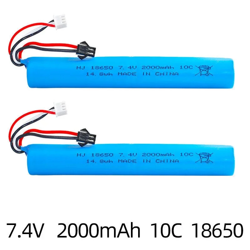 Akumulator Airsoft 7.4V 2000mAh SM-2P wtyczka z kablem USB do SRB1200 SRB400 SRB400-SUB MP5K M4 M110 Water paciorek Blaster Airsoft Gun