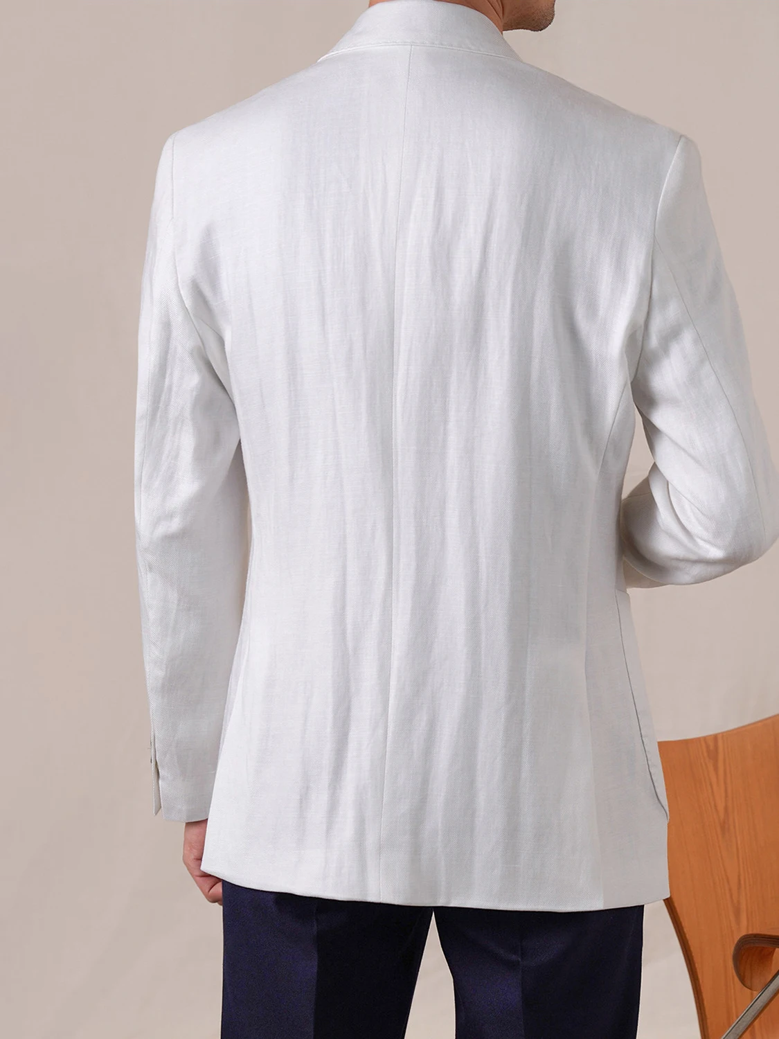 Men's 25% Linen Blazer White/Navy Blue Casual Single Breasted Coat with Patch Pocket Lightweight Breathable Summer Suit Jacket