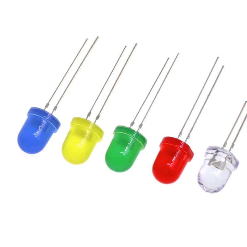 1000PCS F8 8mm Through Hole LED Lamp High Brightness Long Lead White Red Green Blue Yellow Light Diode