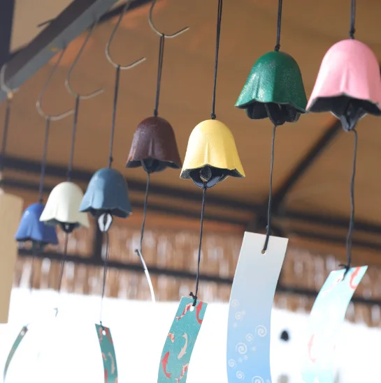 Japanese Iron Bell Retro Five-pointed Flower Bell Outdoor Cast Iron Metal Wind Chime Hanging Ornaments Scenic Spot Gift