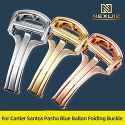 High Quality Stainless Steel Folding Buckle For Cartier Blue Ballons Pasha Santos New Double Press Folding Watch Buckle 14 16 18