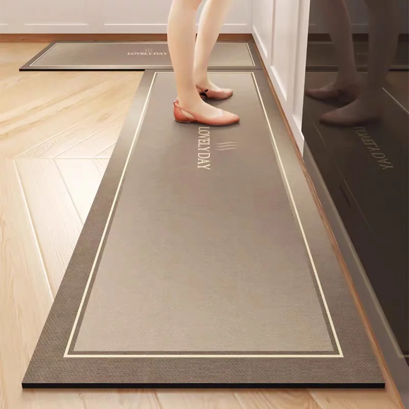 

VIKAMA Retro kitchen floor mat, anti slip and oil resistant, kitchen specific Diatom mud mat, household kitchen carpet