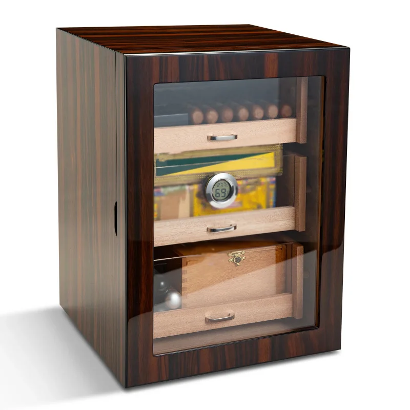 custom.Smoking Accessories Cedar Wood Cigar Humidor Cabinet Display 3 Layers Box With Hygrometer Humidifier Luxury Piano Paint C