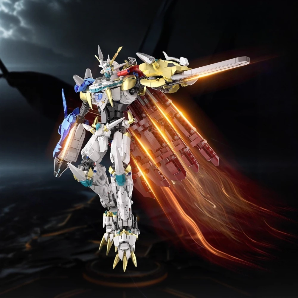 ชุดประกอบหุ่นยนต์ดาบศักดิ์สิทธิ์ 1825 ชิ้น แบบแปลงร่างได้ พร้อมฐานตั้ง ของเล่นประกอบชิ้นส่วนขนาดเล็กสำหรับผู้ใหญ่และวัยรุ่น