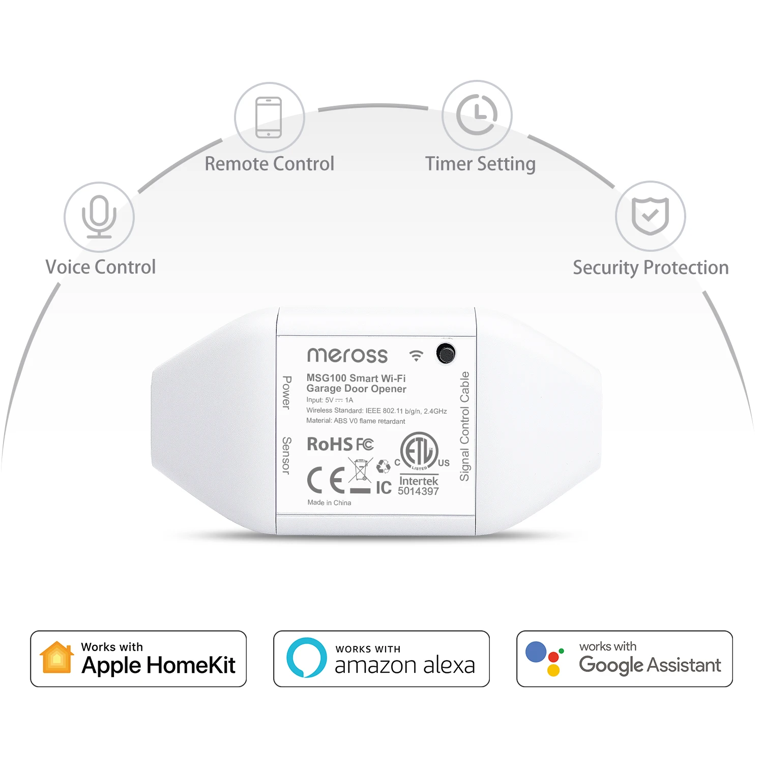 Meross-abridor inteligente de puerta de garaje HomeKit, controlador de sensores WiFi, Control remoto, compatible con Alexa, asistente de Google,