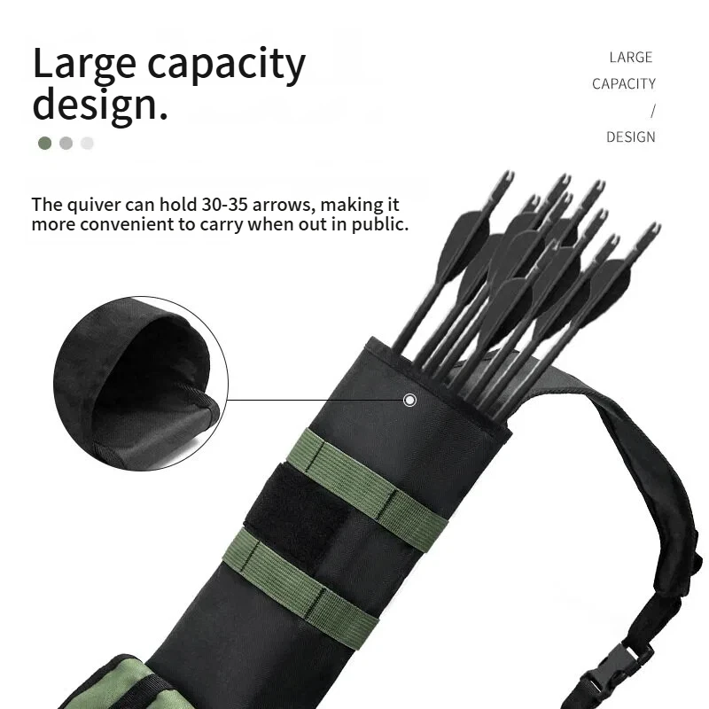 Upgraded Oxford Archery Arrow Bag, Portable Multifunctional Tactical Arrow with Adjustable Strap & Multi-Pockets