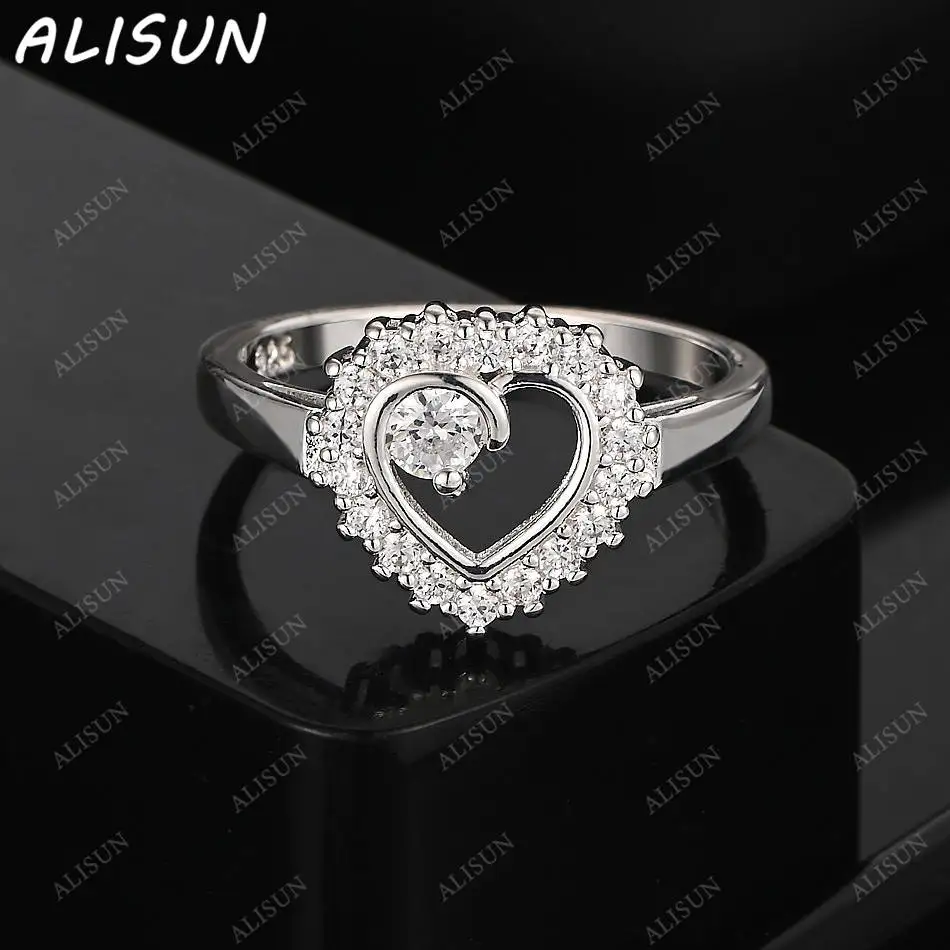 

ALISUN 925 Sterling Silver Size 7-10 Zircons Hearts Ring For Women Grace Jewelry Trend Fashionable Birthday Party Gifts