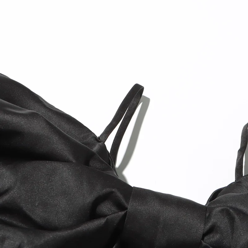 GetSpring النساء كاميس 2024 الخريف موضة كبيرة القوس تصميم عارية الذراعين حمالة أكمام الدبابات السوداء كل مباراة مثير بروتيل