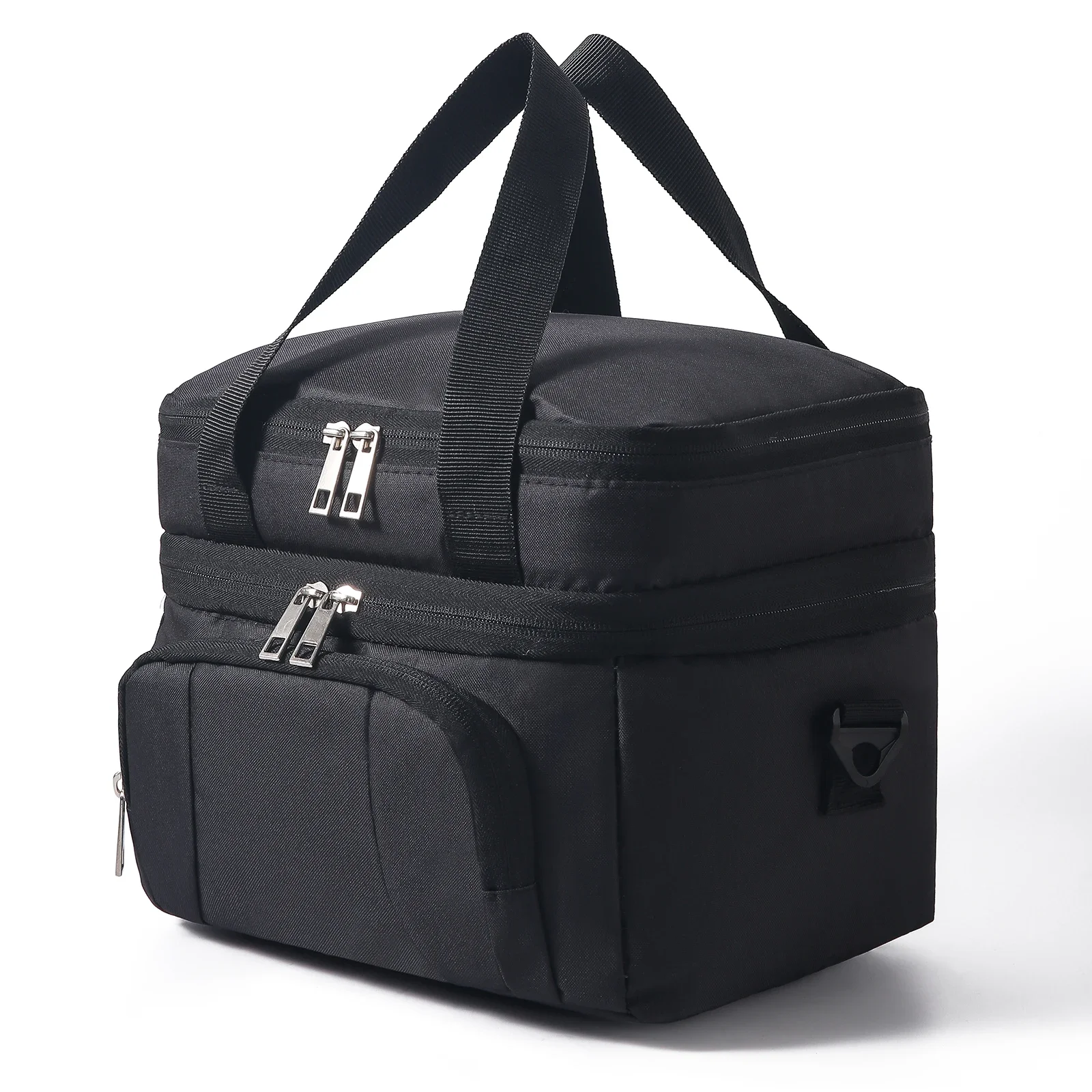 Double-Layer Insulated Lunch Bag, Portable Insulated Lunch Box, Waterproof Picnic Insulated Bag with Adjustable Shoulder Strap
