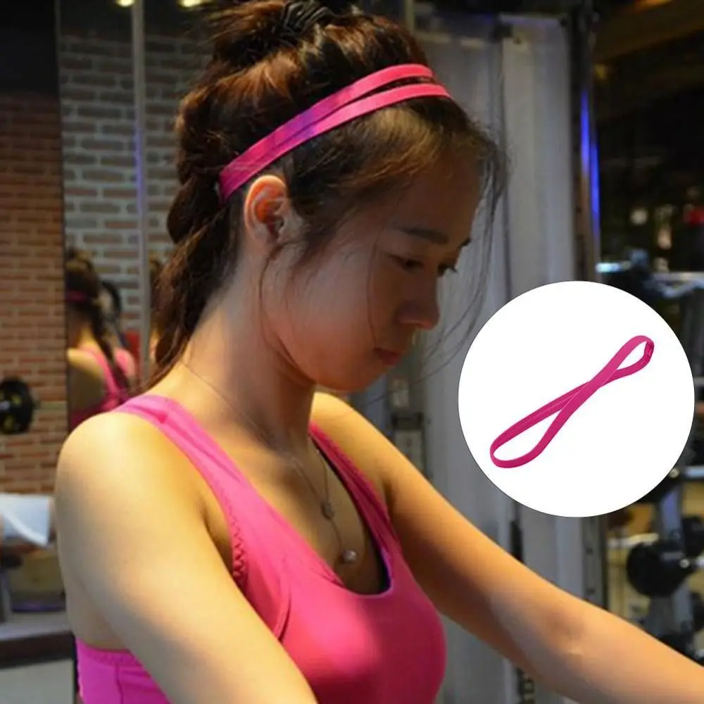 النساء الرجال لون الحلوى المطاط العصابة الرياضة المضادة للانزلاق اليوغا العصابات الشعر رباط رأس مطاطي رئيس التفاف