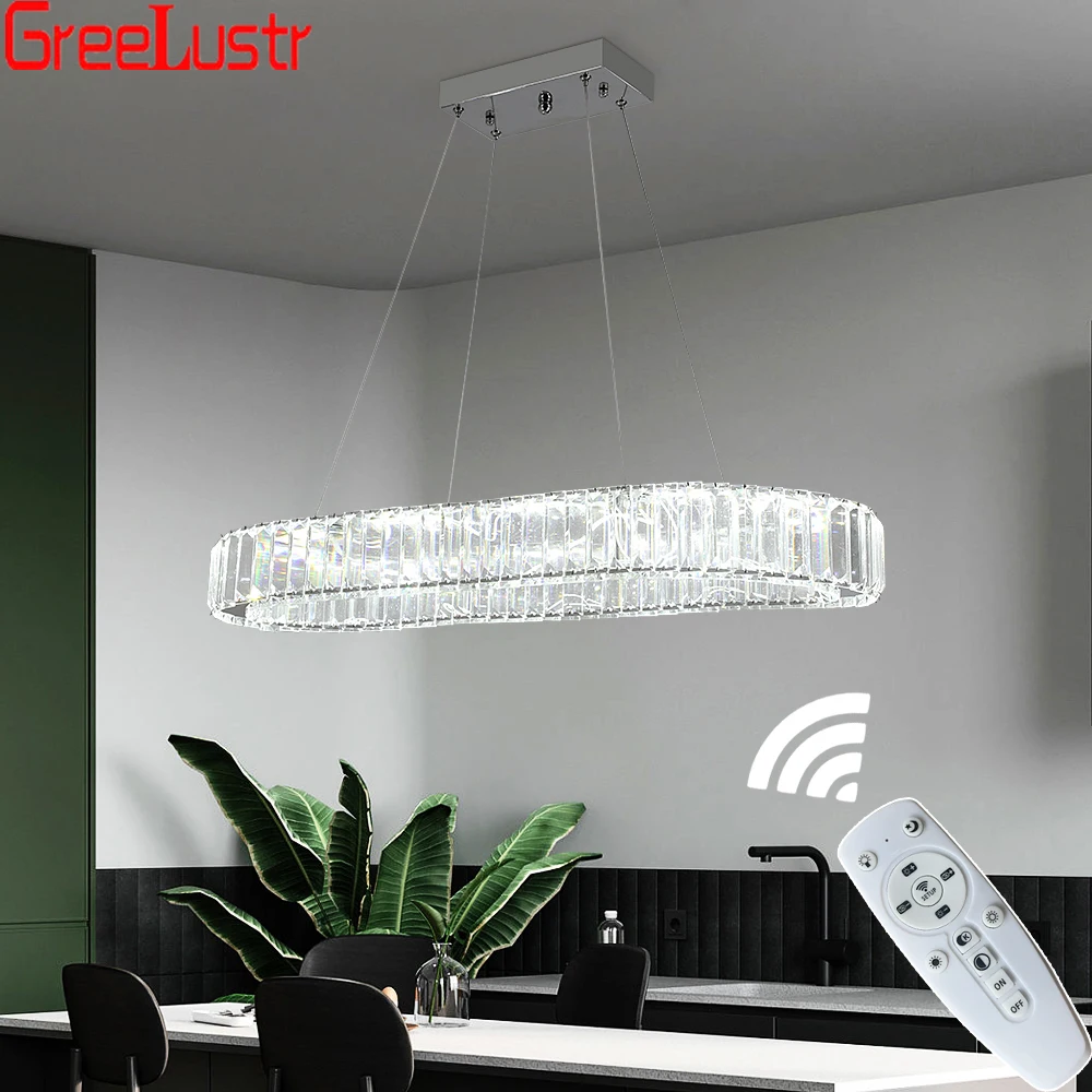 Crystal Oval Desig Led Chandelier Modern Large Crystal Pendant Hanging Light Fixtures For Living Room Bedroom Ceiling Lustres