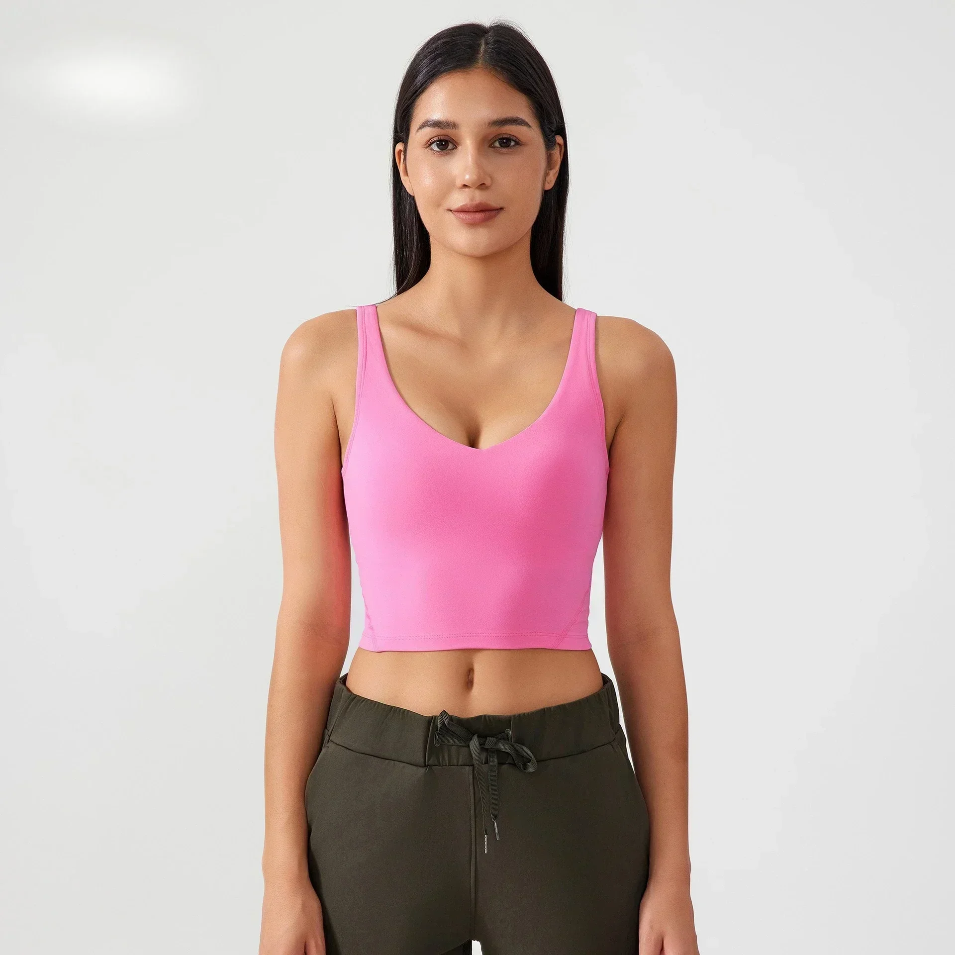 

Lemon PASSION Tank Top with Shelf Built In Bra Crop Top Removable Padding Longline Sports Bra for Yoga Gym Training Underwear