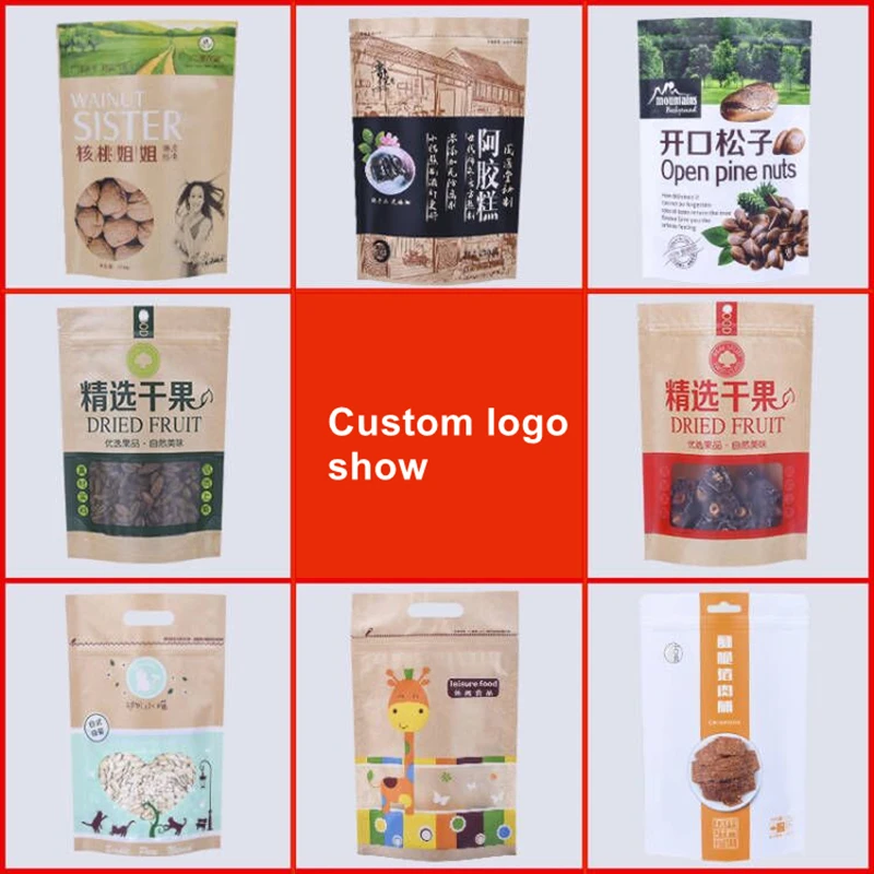 StoBag Food Packaging Bags Ziplock Kraft Paper Aluminum Foil Gift Reclosable Tea Nuts Dried Fruit Storage Custom Print Logo