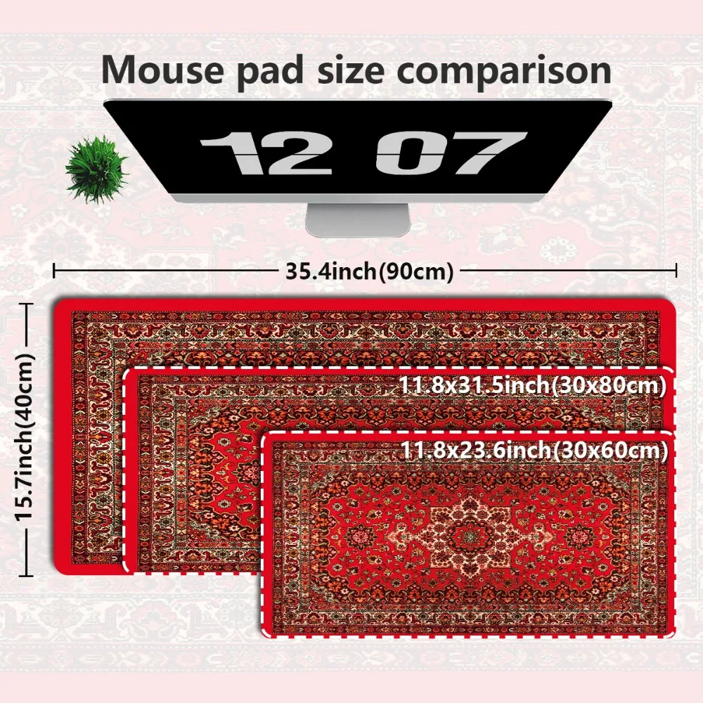 CIFBUY Mouse Pad Non-Slip Rubber Base Washable Large Desk Mat For Office Gaming Persian Style Craft Element Pattern HD Print Dur