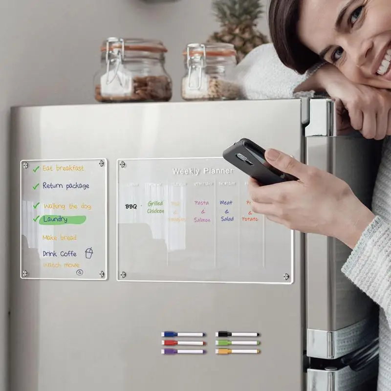 磁気ウィークリープランライティングボード、メモ用アクリルホワイトボード、冷蔵庫用磁気カレンダー、ドライイレース