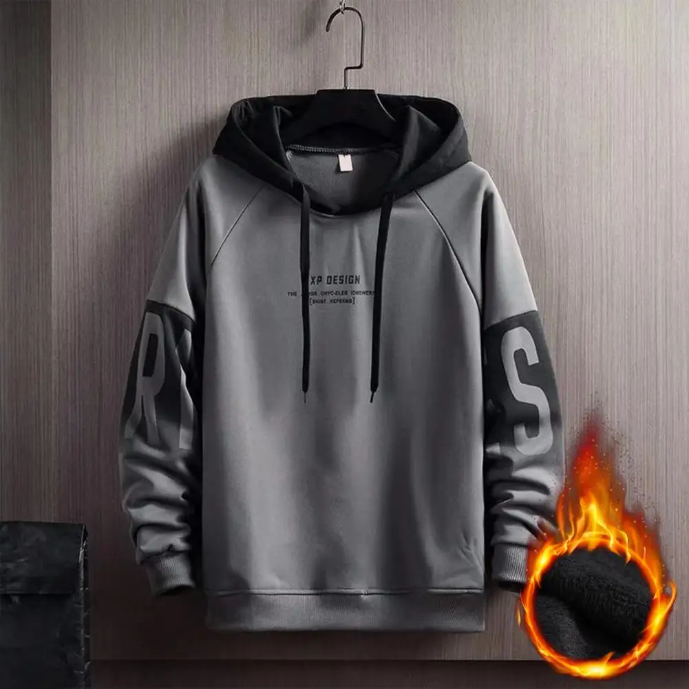 

Fashion Pullover Sweatshirt Stretchy 3D Cutting Shrink Resistant Male Hoodie Daily Clothing